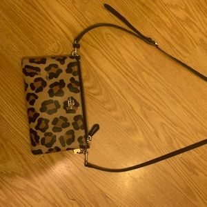 Leather Cheetah Print Coach Crossbody Bag